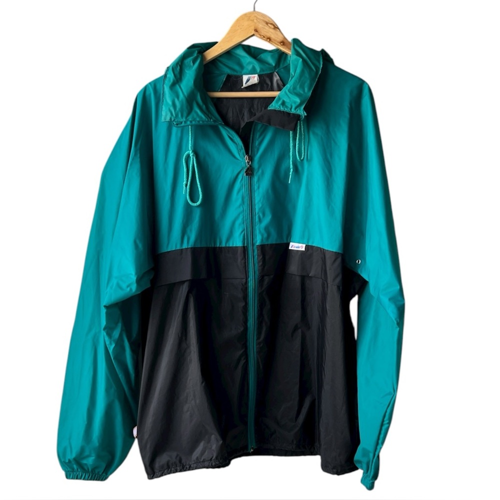 K-Way Teal and Black Windbreaker Jacket